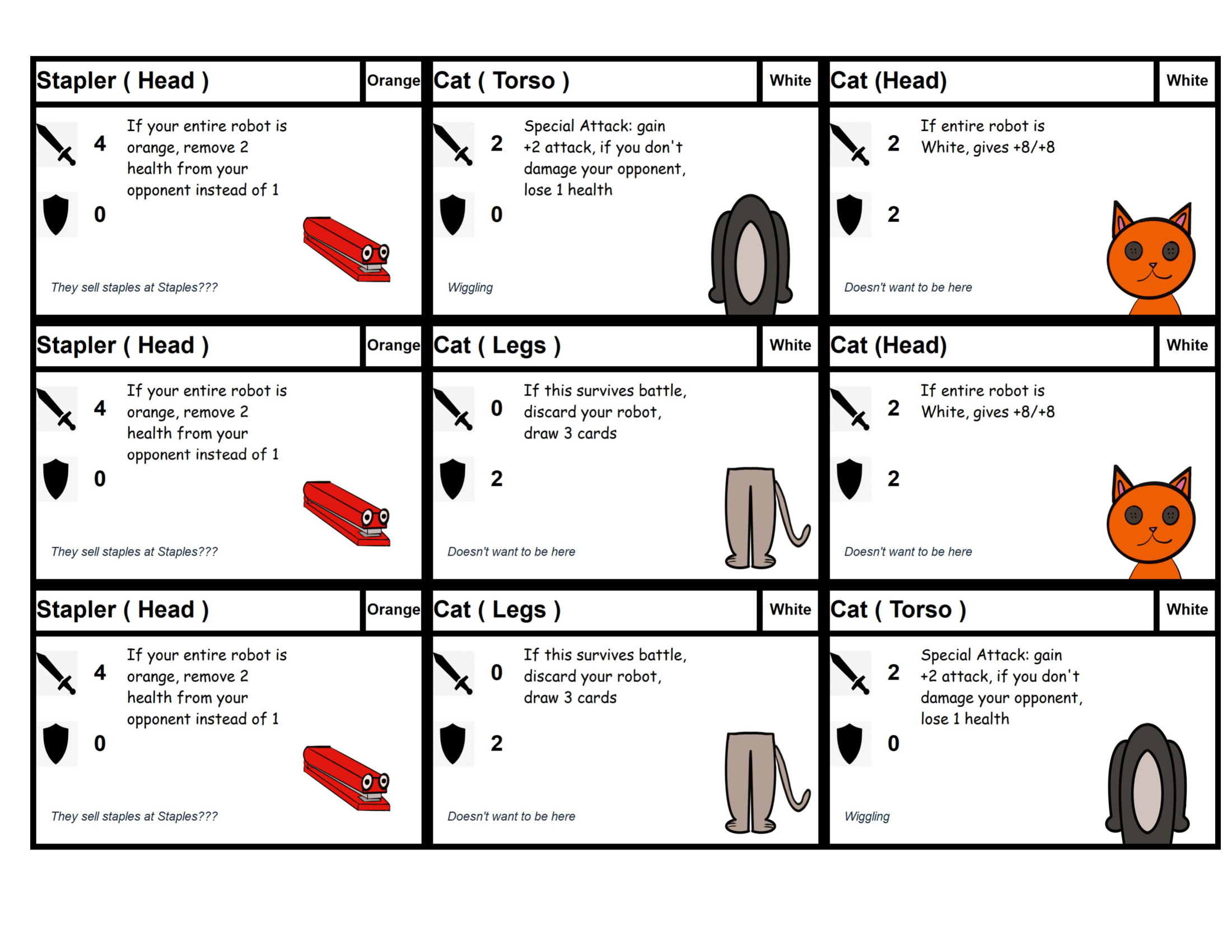 Picture of the cards for ToyBox Bots